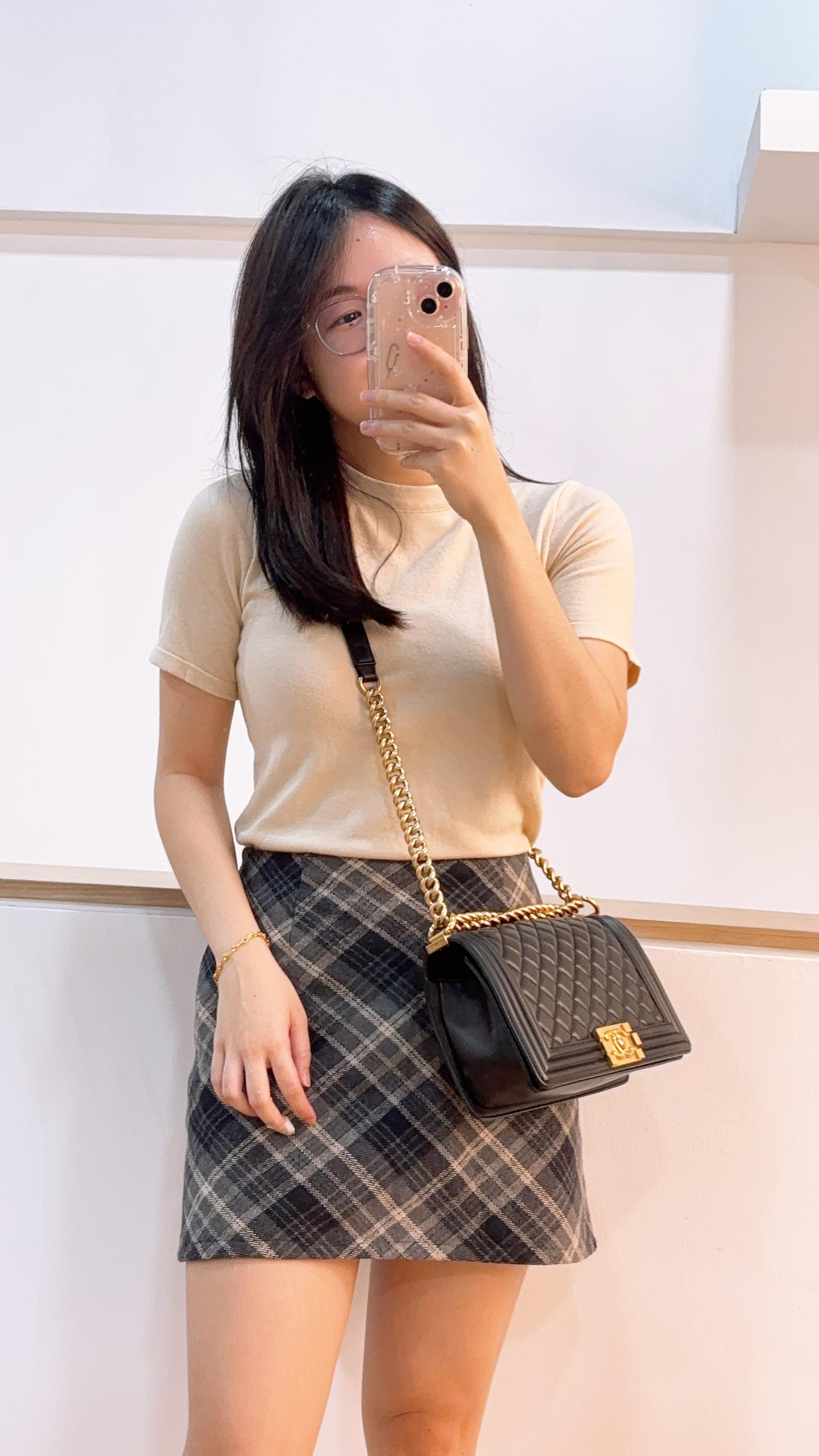 Chanel Black Lambskin Old Medium Boy Flap Bag (GHW)