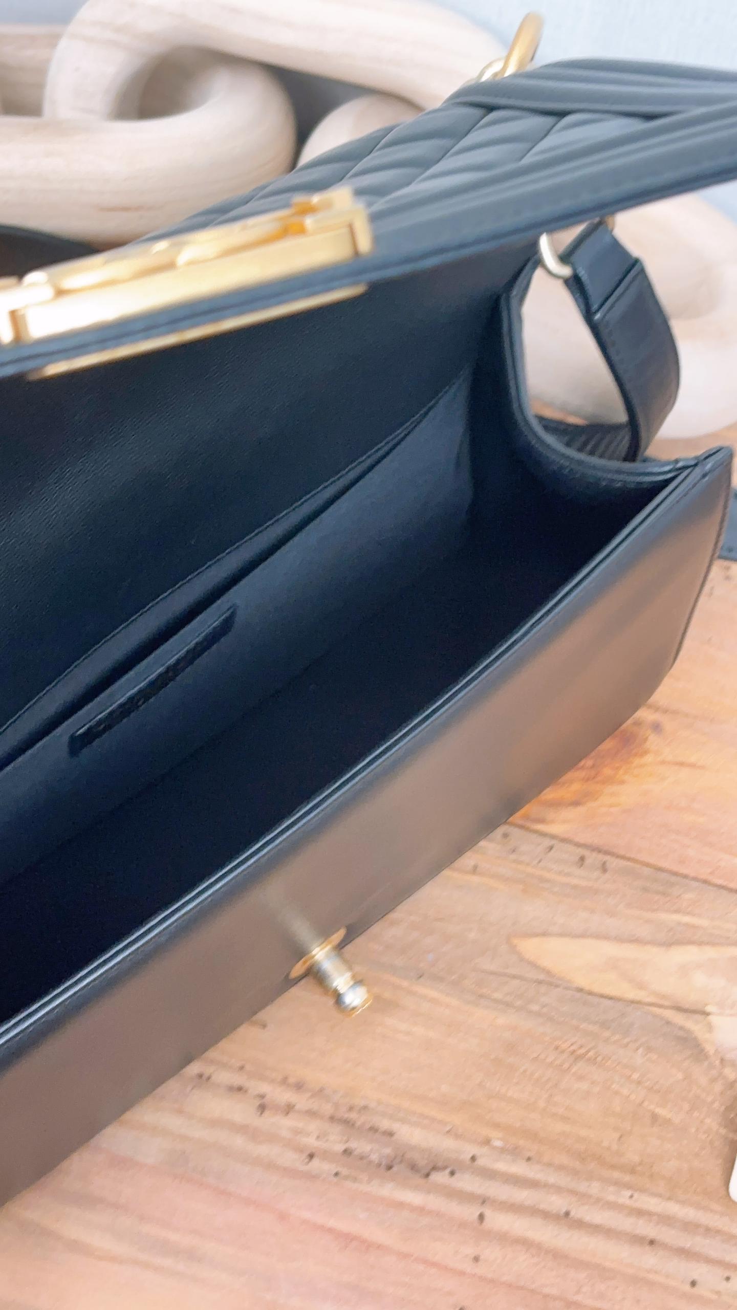 Chanel Black Lambskin Old Medium Boy Flap Bag (GHW)