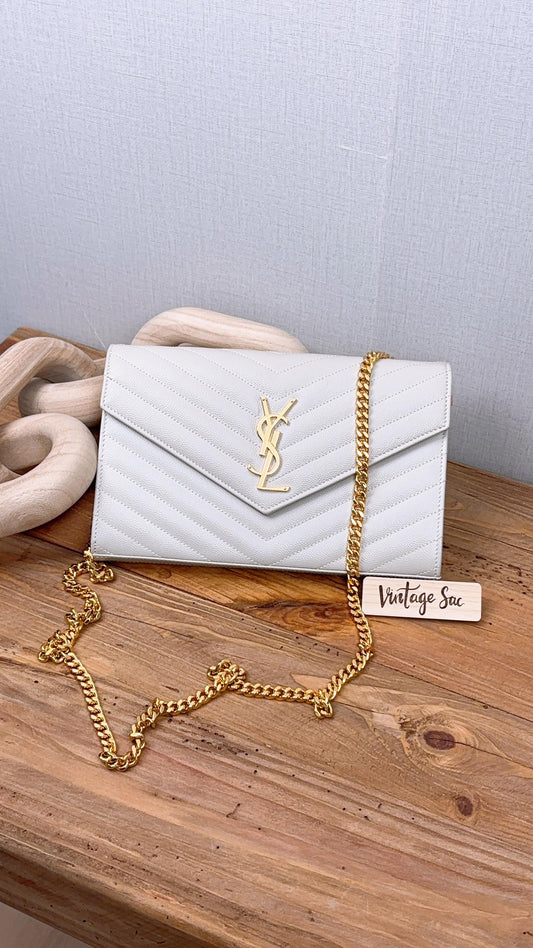 YSL Crema Soft Grain de Poudre Cassandre Chain Wallet (GHW)