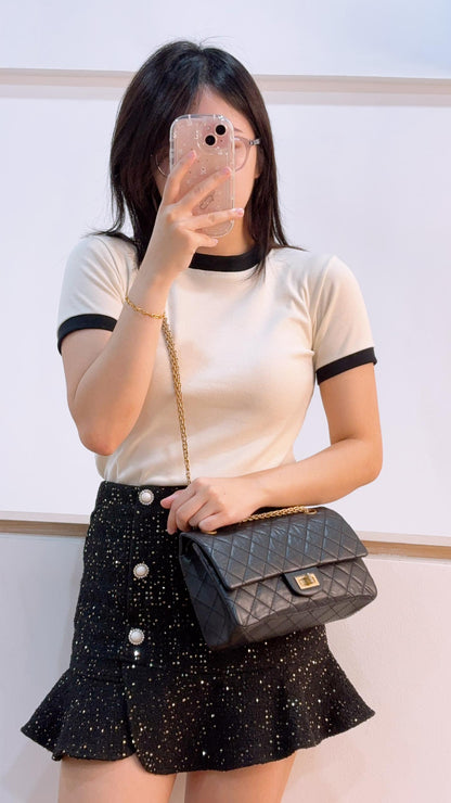 Chanel Black Aged Calfskin 2.55 Bag 225 (GHW)