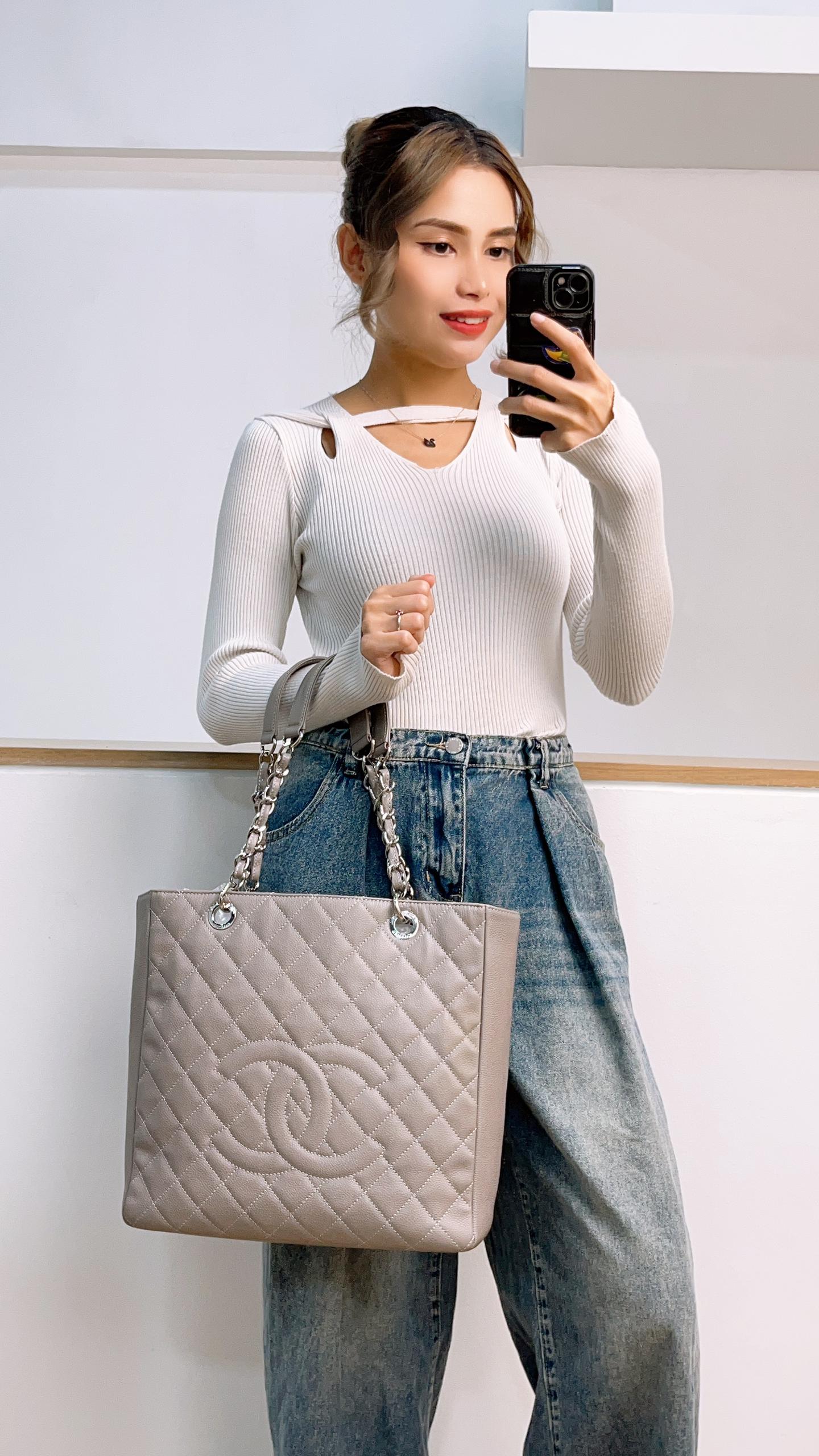 Chanel Grey Caviar PST XL (SHW)