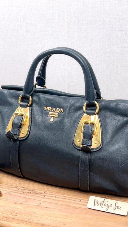 Prada Black Soft Calfskin Small Handle Tote