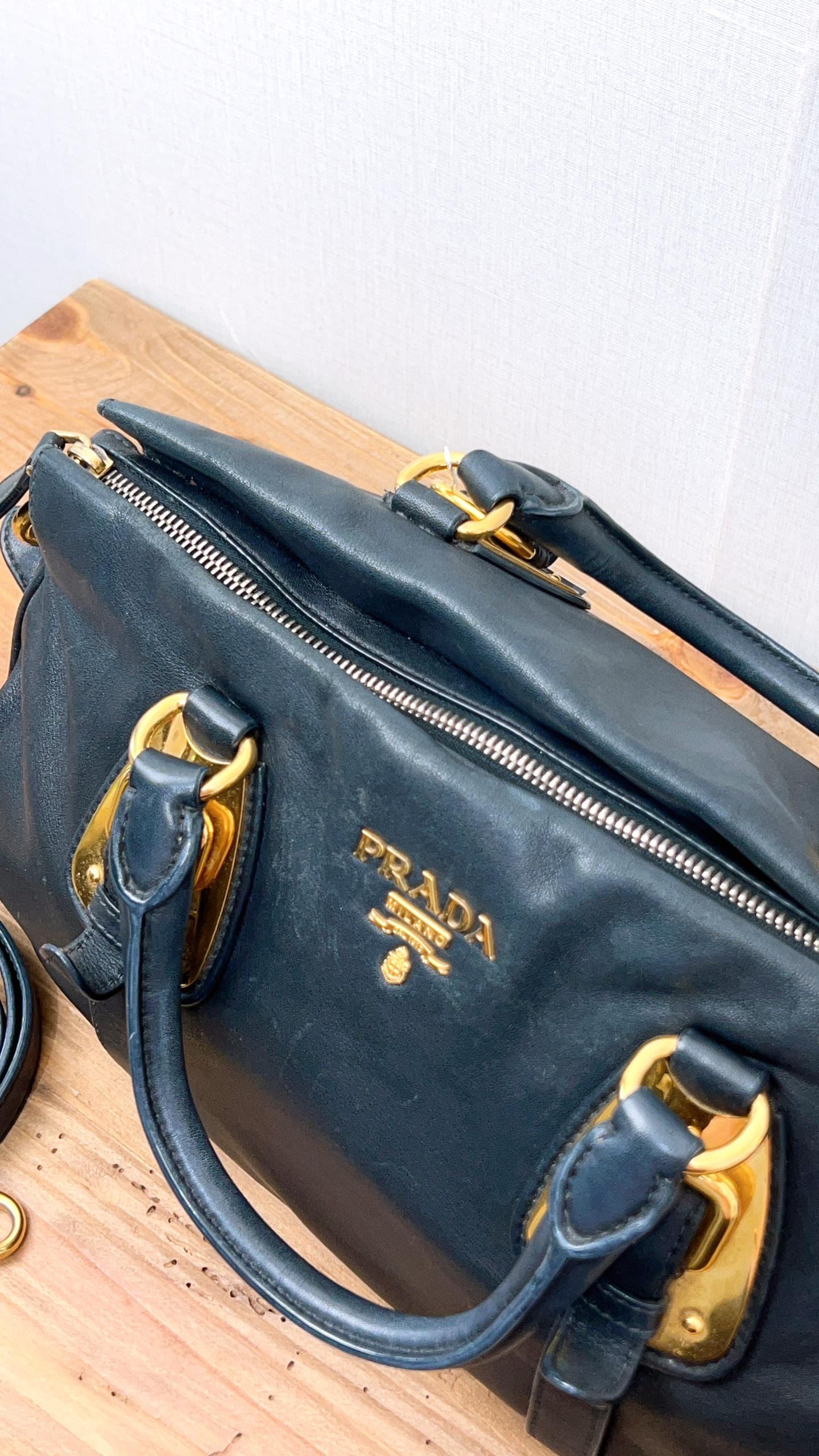 Prada Black Soft Calfskin Small Handle Tote