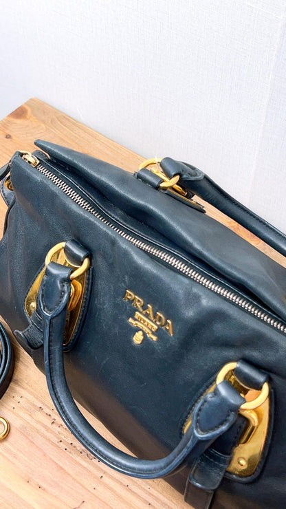 Prada Black Soft Calfskin Small Handle Tote