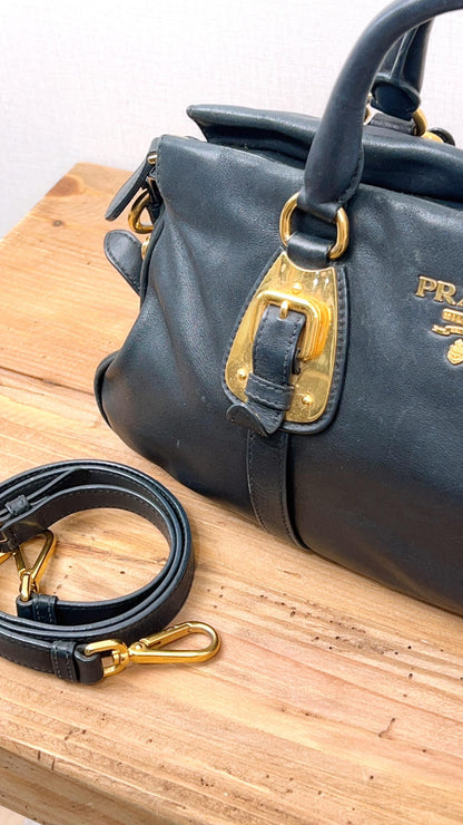 Prada Black Soft Calfskin Small Handle Tote