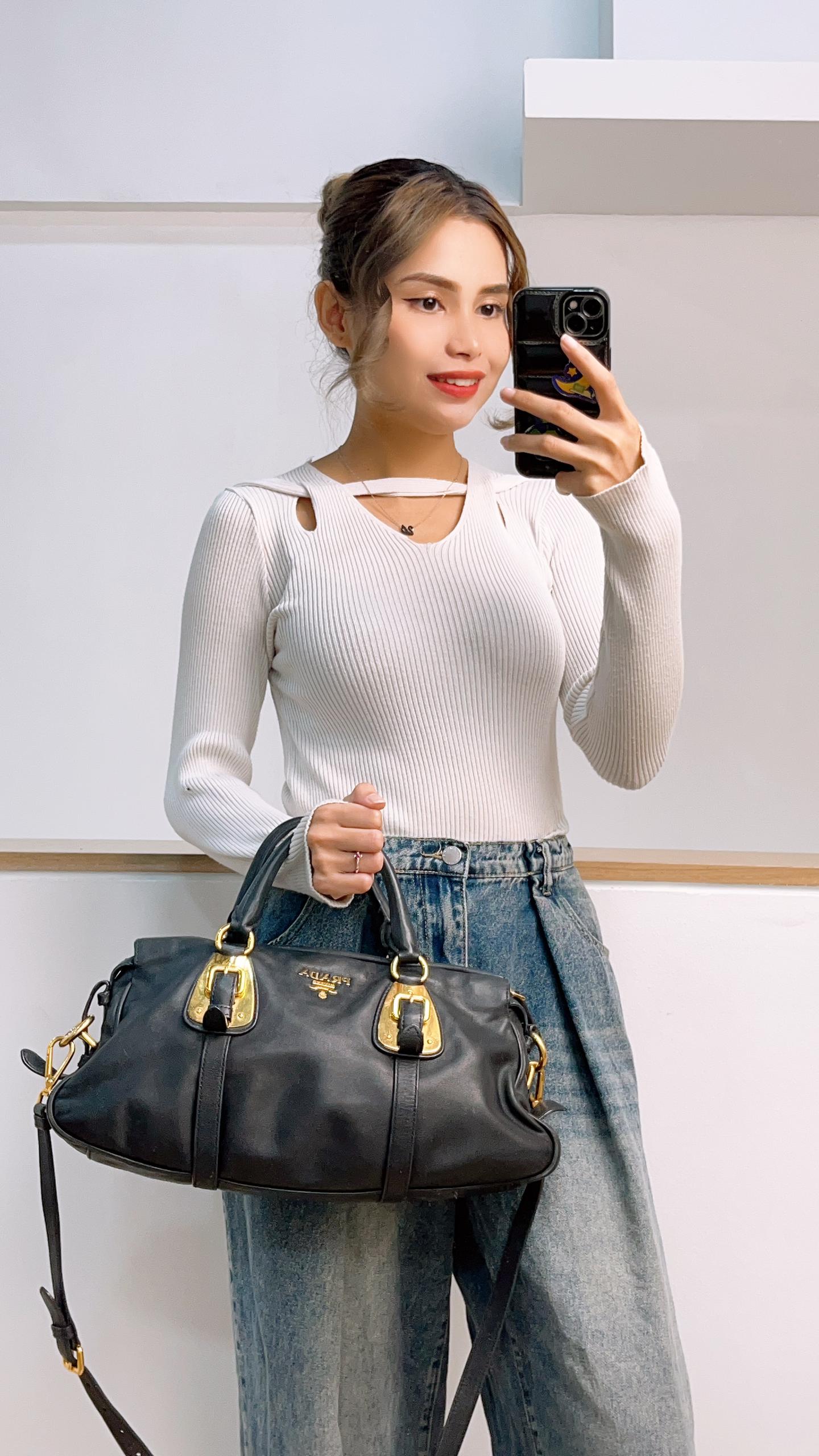 Prada Black Soft Calfskin Small Handle Tote