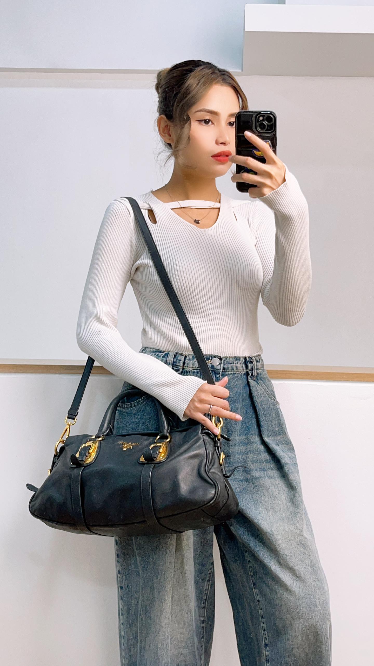 Prada Black Soft Calfskin Small Handle Tote