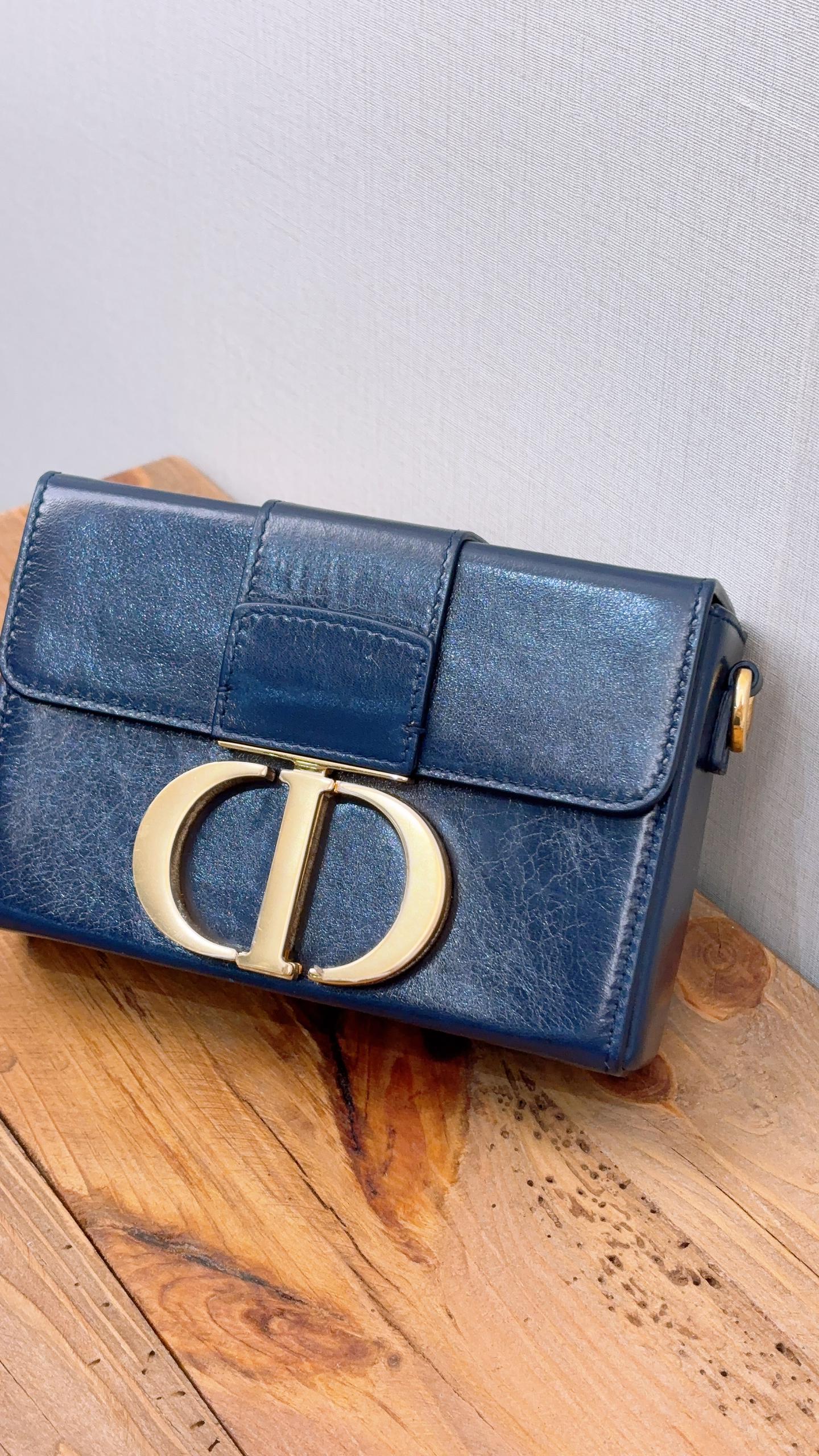 Dior Navy Calfskin Montaigne 30 Box (GHW)