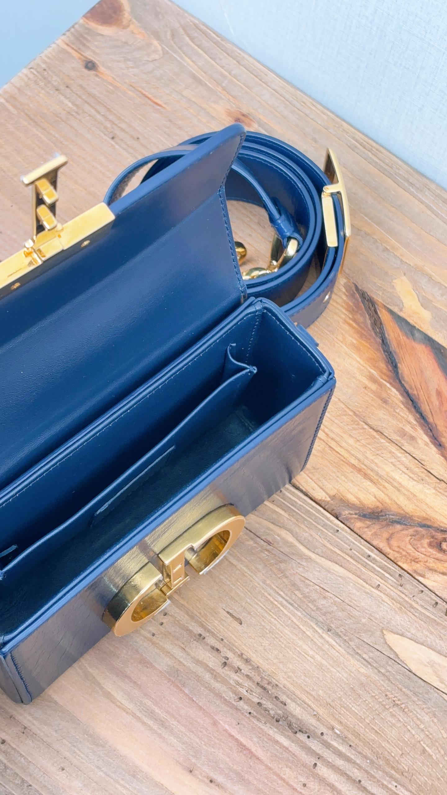 Dior Navy Calfskin Montaigne 30 Box (GHW)