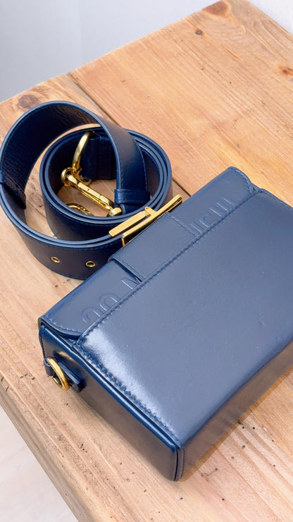 Dior Navy Calfskin Montaigne 30 Box (GHW)
