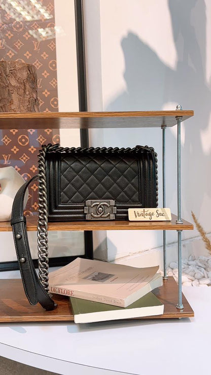 Chanel Black Caviar Small Boy (RHW)