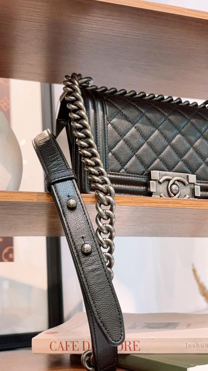 Chanel Black Caviar Small Boy (RHW)