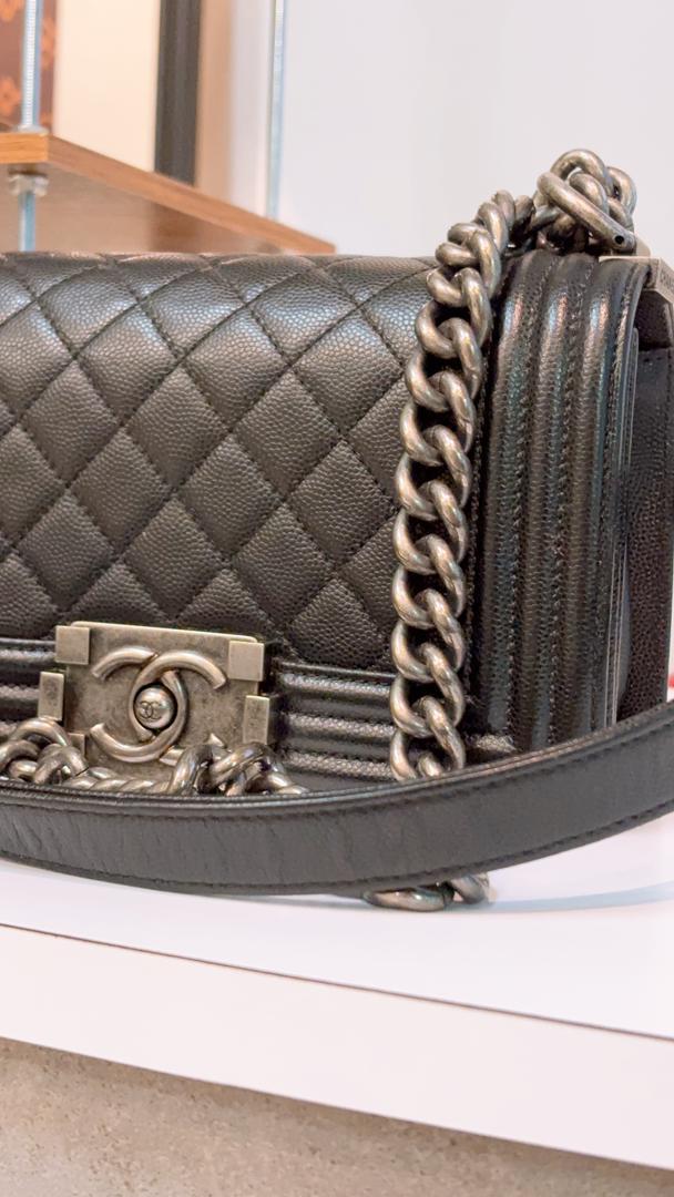 Chanel Black Caviar Small Boy (RHW)