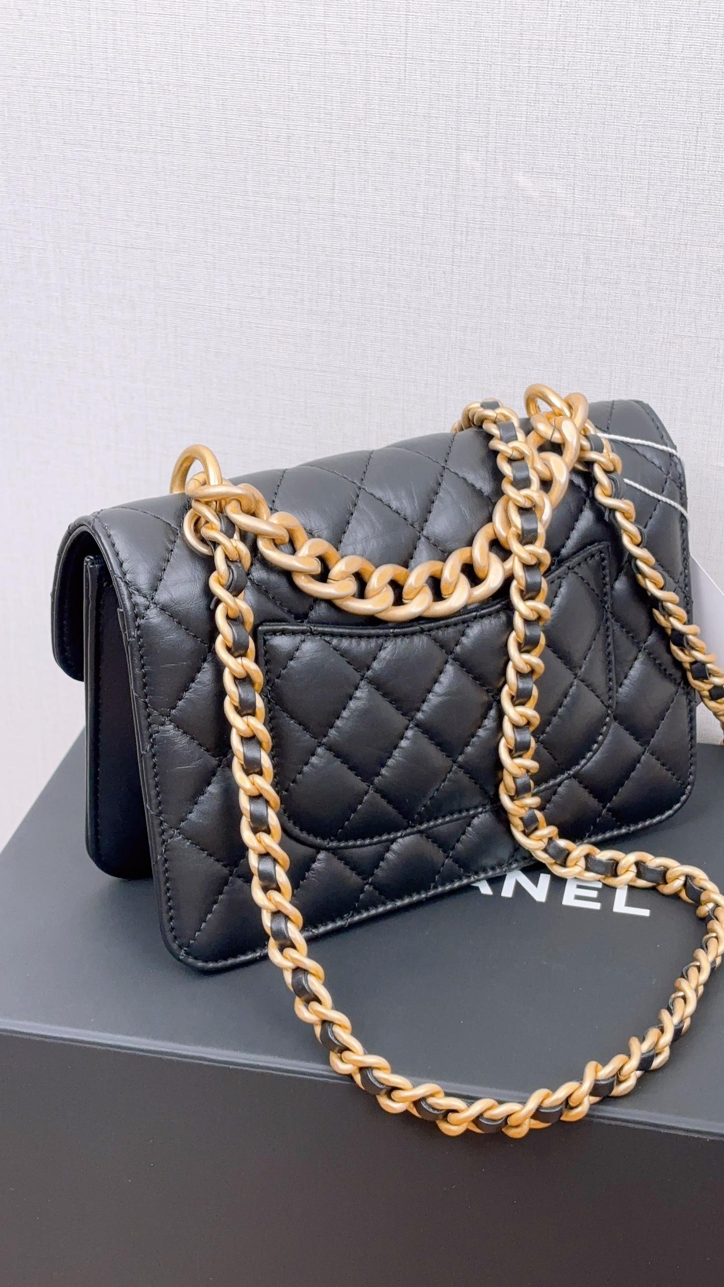 Chanel Black Aged Calfskin 23S Mini CC You Flap Bag (GHW)