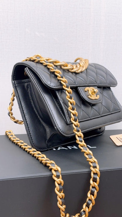 Chanel Black Aged Calfskin 23S Mini CC You Flap Bag (GHW)