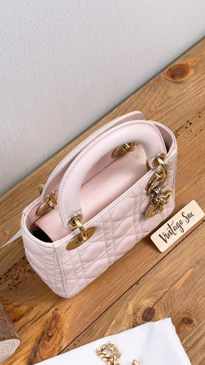 Dior Pink Lambskin Mini Lady Dior (GHW)