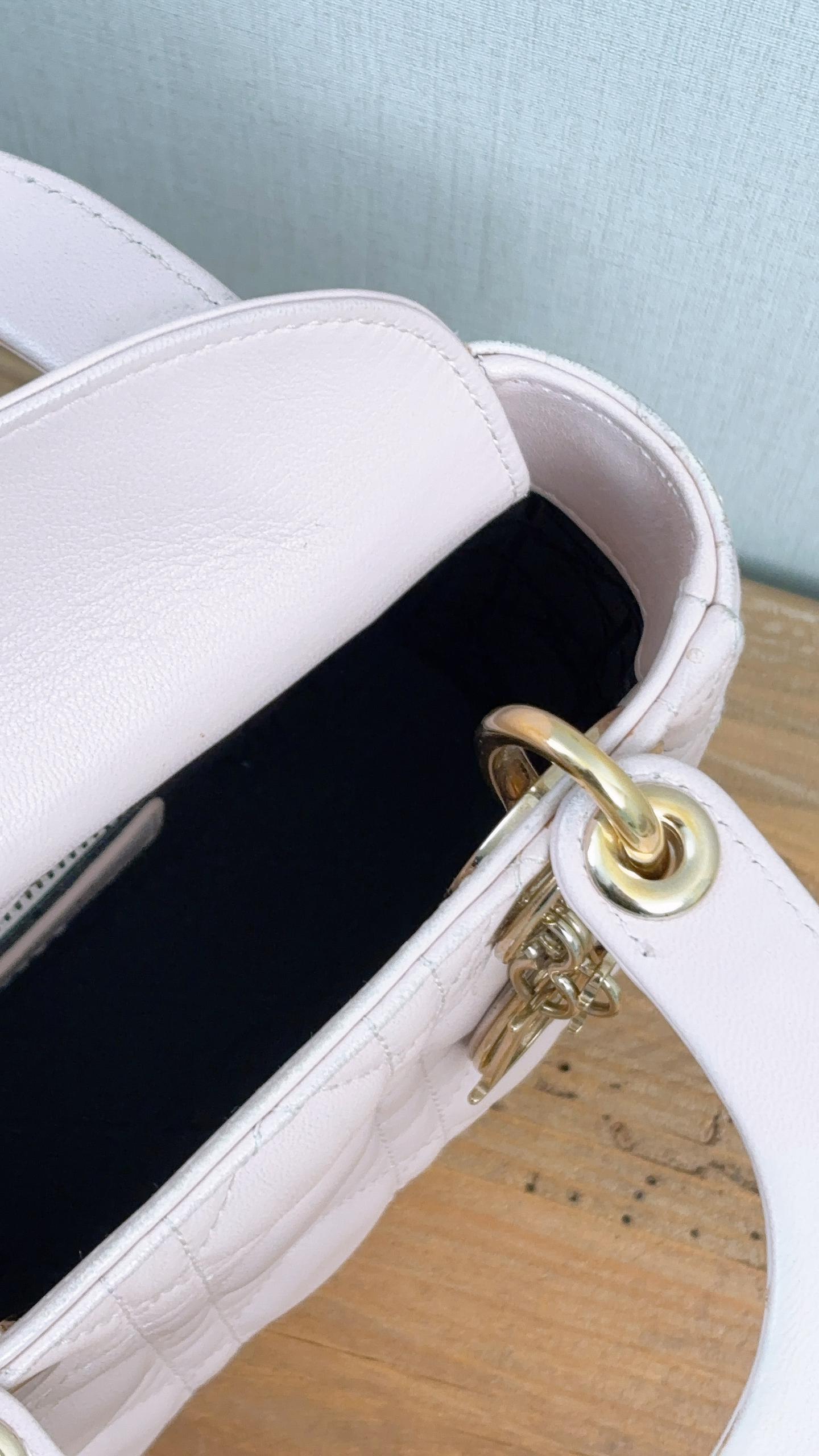 Dior Pink Lambskin Mini Lady Dior (GHW)