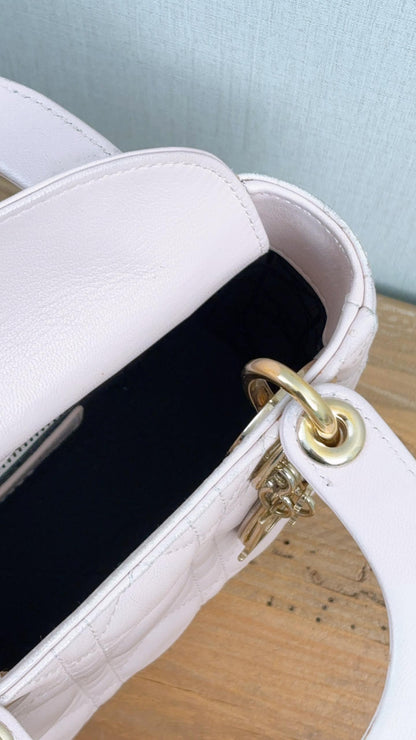 Dior Pink Lambskin Mini Lady Dior (GHW)