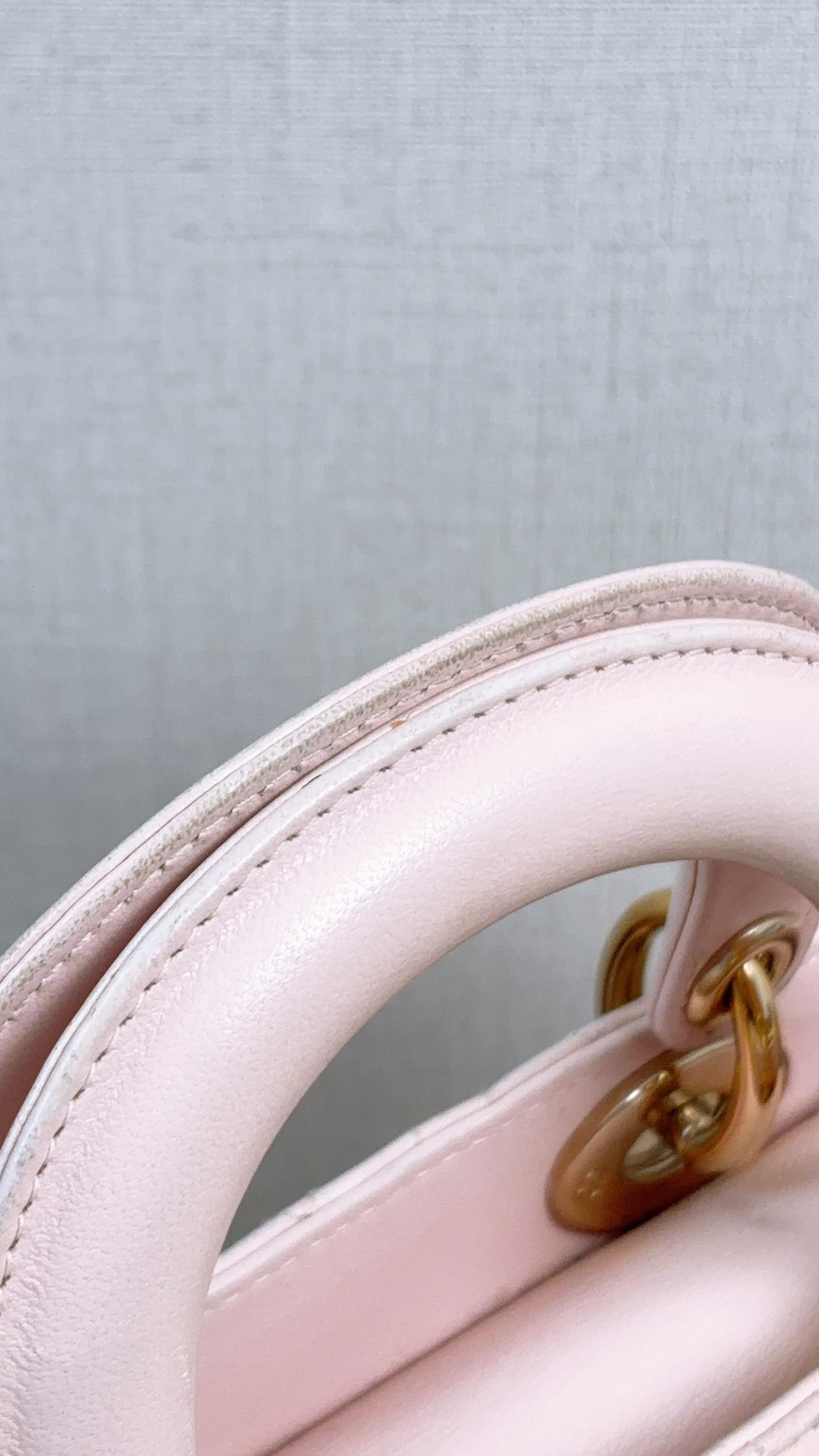 Dior Pink Lambskin Mini Lady Dior (GHW)