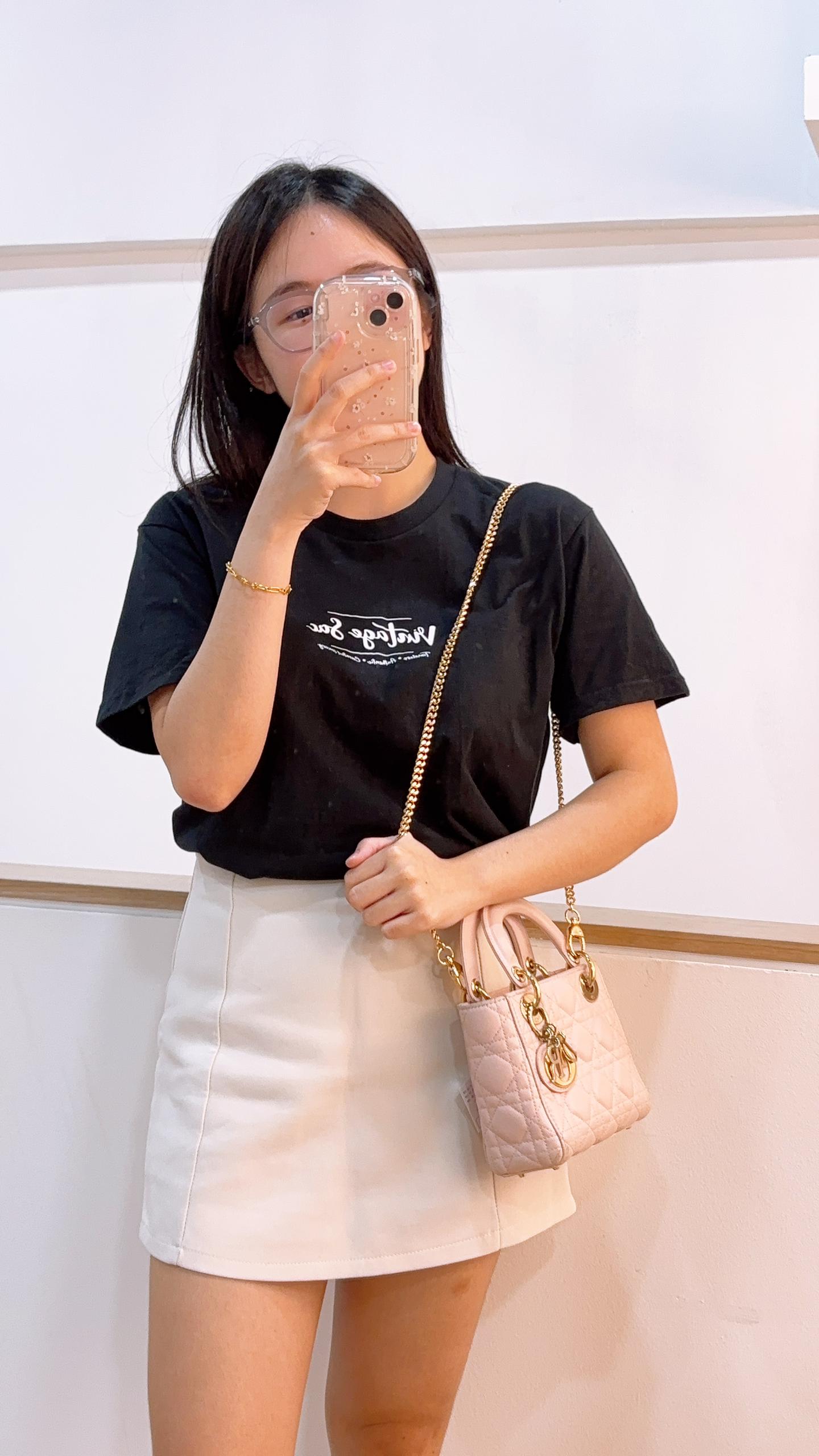 Dior Pink Lambskin Mini Lady Dior (GHW)