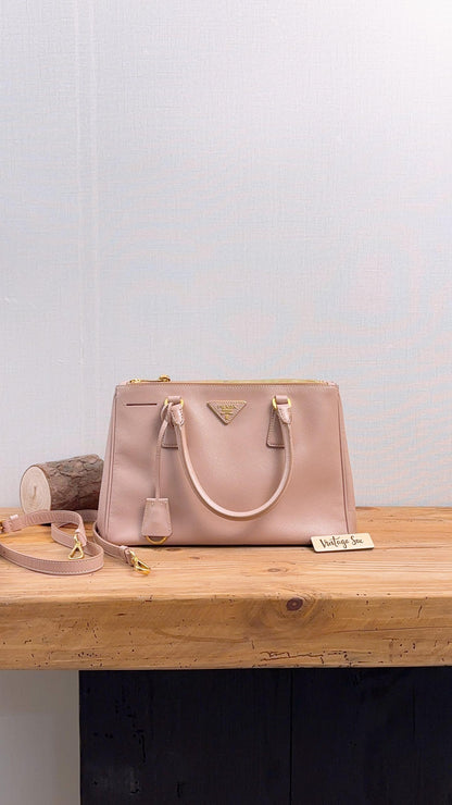 Prada Nude Saffiano Small Galleria Tote