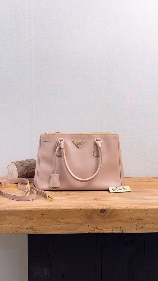 Prada Nude Saffiano Small Galleria Tote