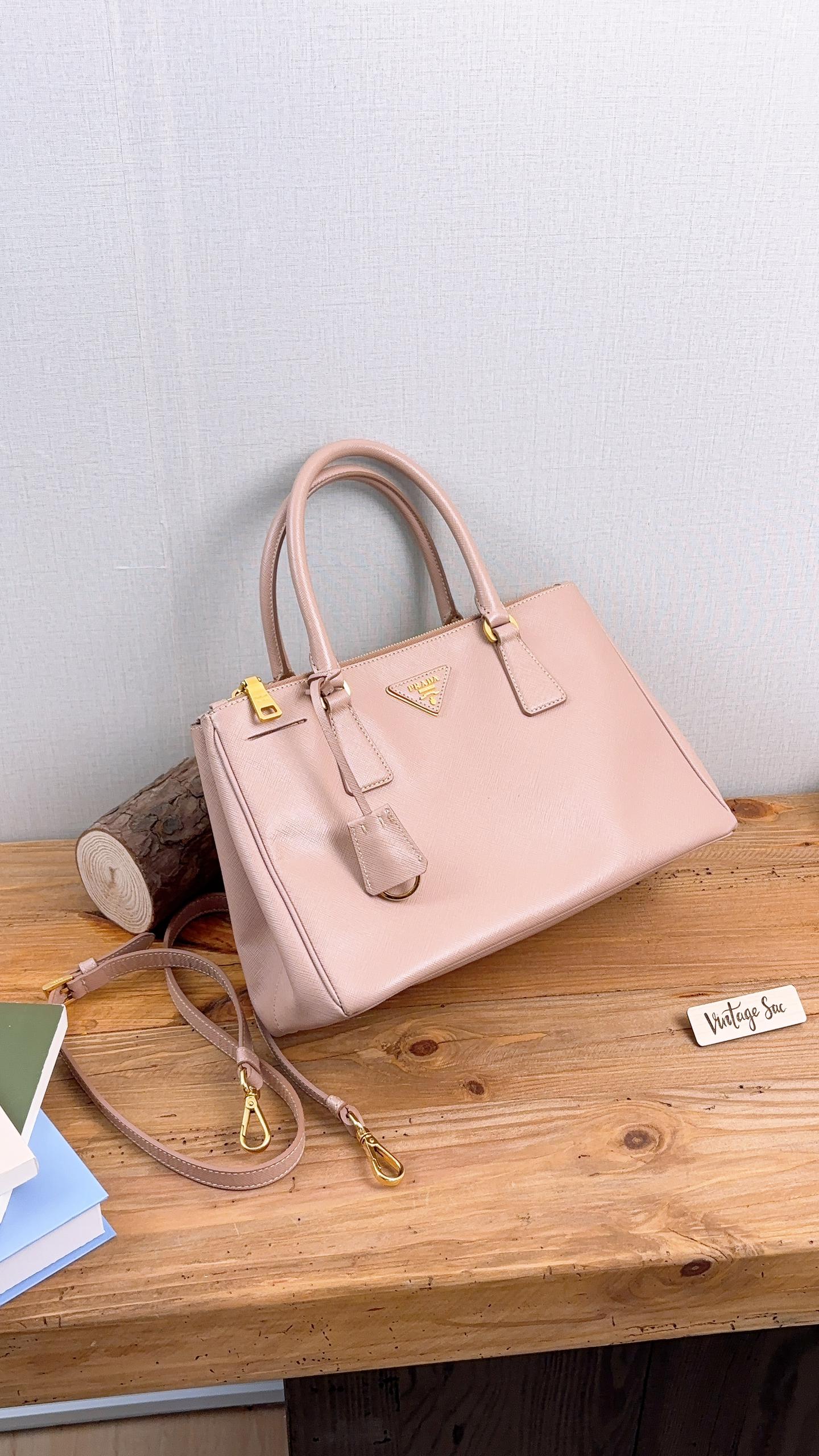 Prada Nude Saffiano Small Galleria Tote