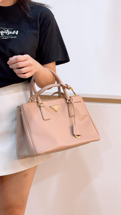 Prada Nude Saffiano Small Galleria Tote