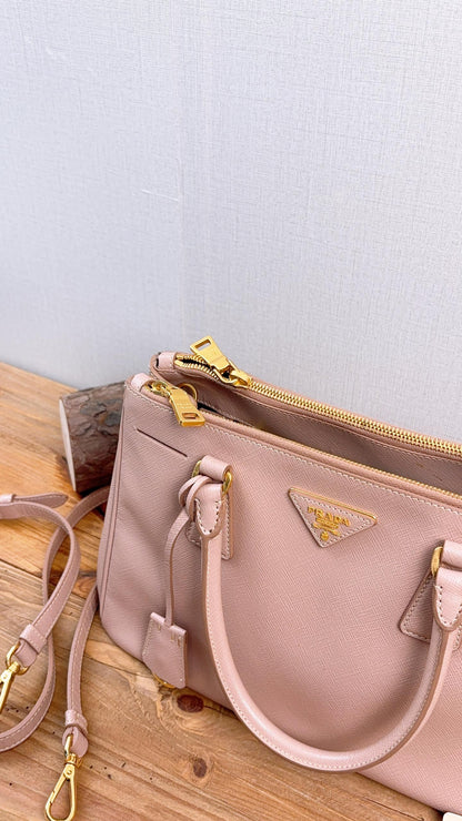 Prada Nude Saffiano Small Galleria Tote