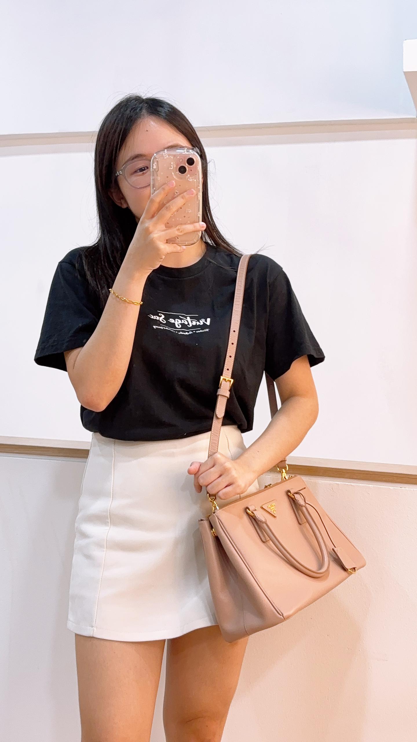 Prada Nude Saffiano Small Galleria Tote