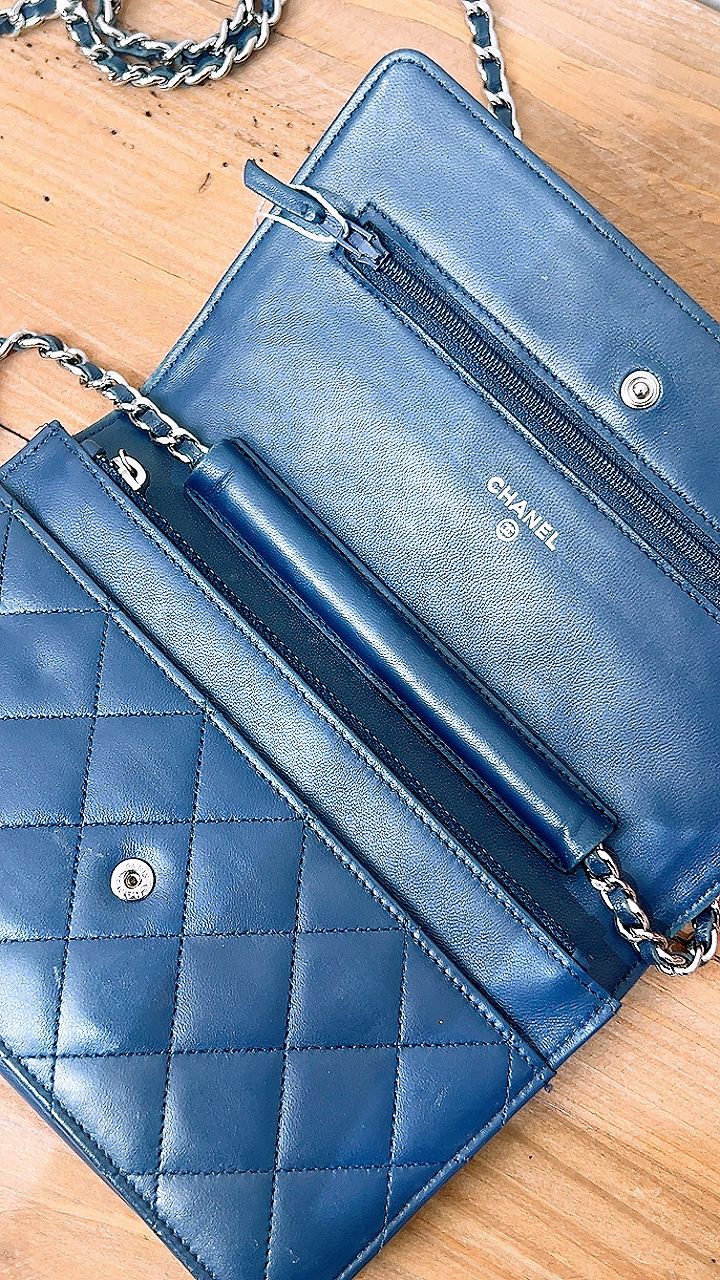 Chanel Navy Lambskin Classic WOC (SHW)
