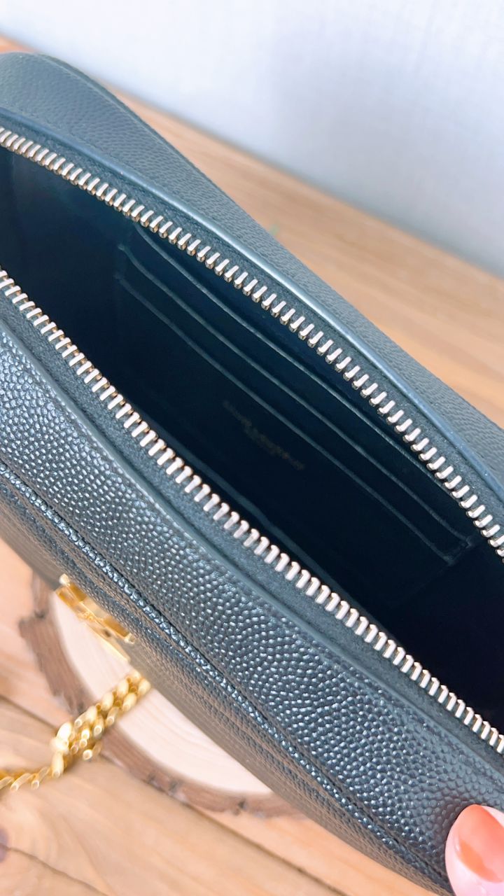 YSL Black Grained Calfskin Mini Lou Camera Bag (GHW)