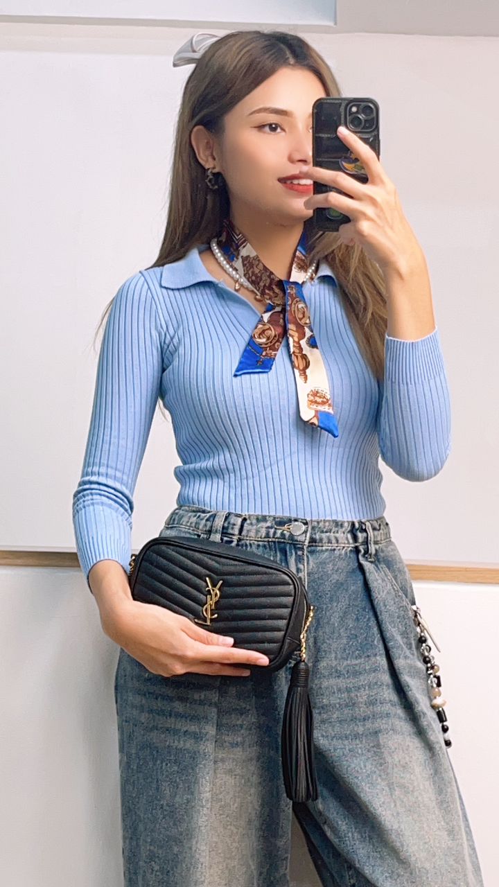 YSL Black Grained Calfskin Mini Lou Camera Bag (GHW)