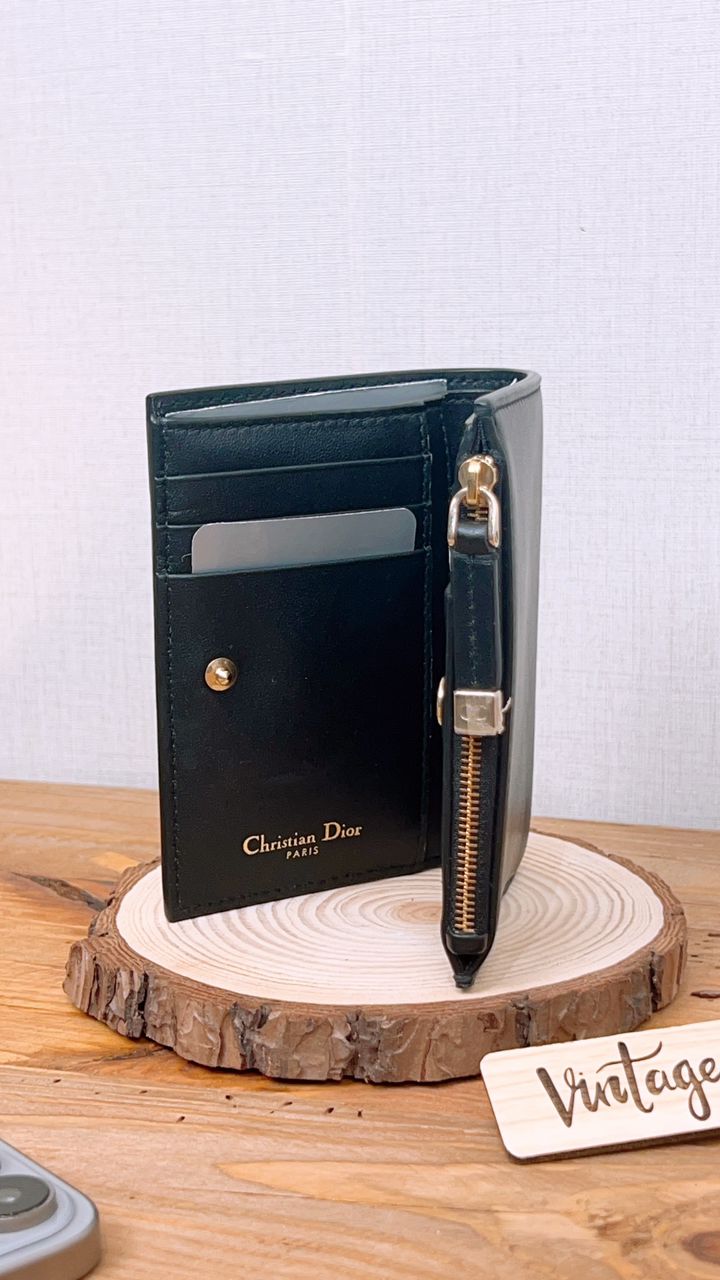 Dior Black Calfskin Dahlia Wallet