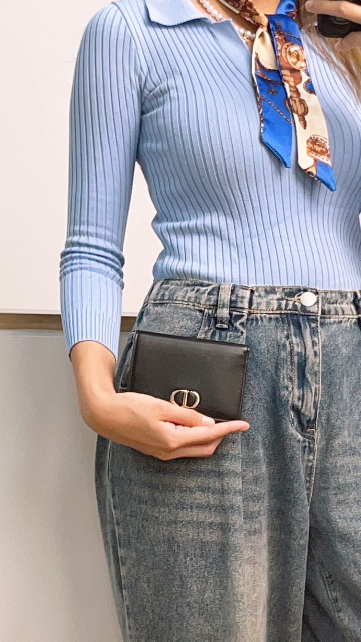 Dior Black Calfskin Dahlia Wallet