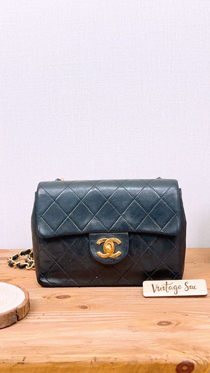 Chanel Black Lambskin Vintage Mini Square 17cm (GHW)