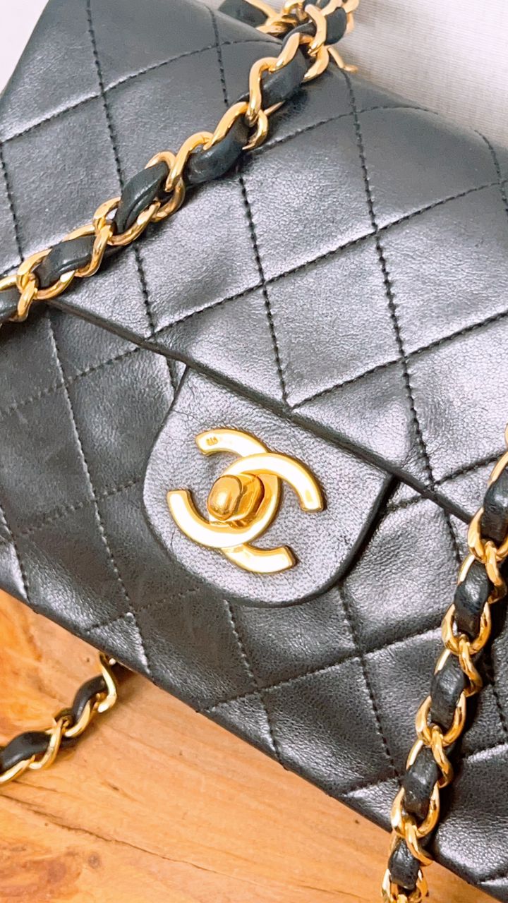 Chanel Black Lambskin Vintage Mini Square 17cm (GHW)