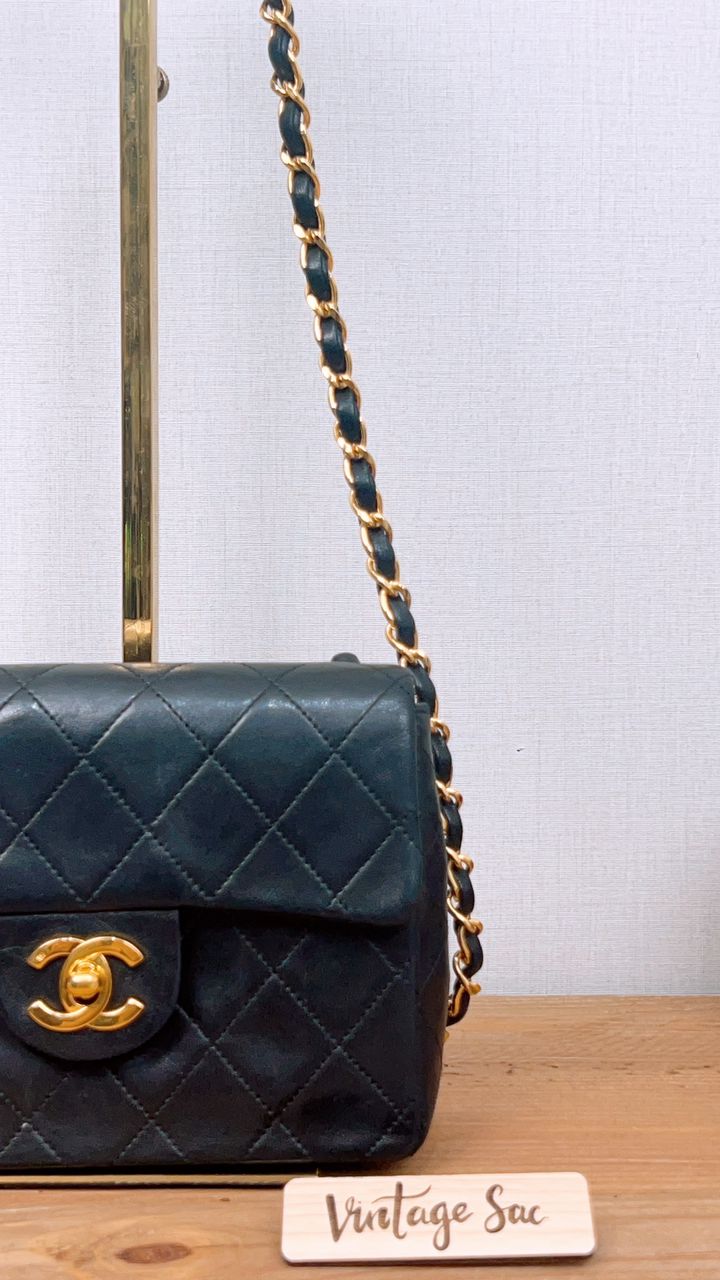 Chanel Black Lambskin Vintage Mini Square 17cm (GHW)