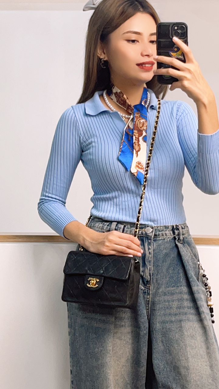 Chanel Black Lambskin Vintage Mini Square 17cm (GHW)