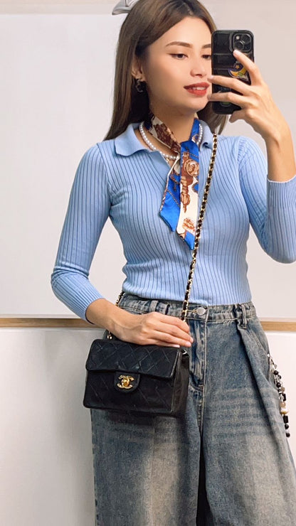 Chanel Black Lambskin Vintage Mini Square 17cm (GHW)