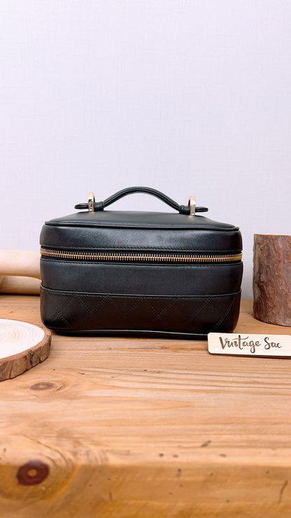 Chanel Black Lambskin Horizontal Vanity Case (GHW)