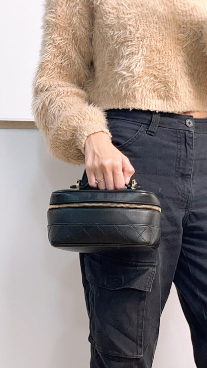 Chanel Black Lambskin Horizontal Vanity Case (GHW)