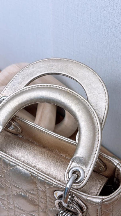 Dior Metallic Gold Mini Lady D (SHW)