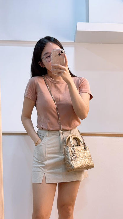 Dior Metallic Gold Mini Lady D (SHW)