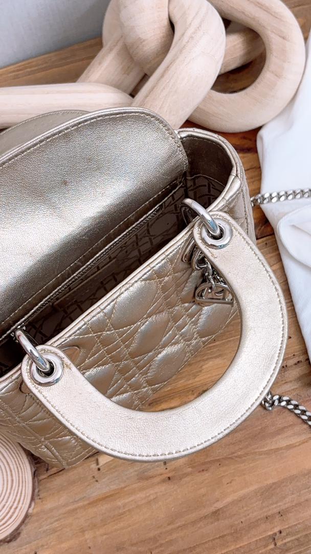 Dior Metallic Gold Mini Lady D (SHW)