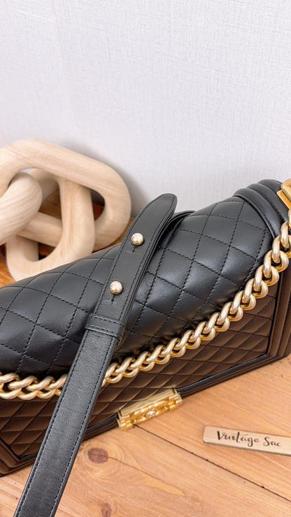 Chanel Black Lambskin New Medium Boy Flap Bag (GHW)