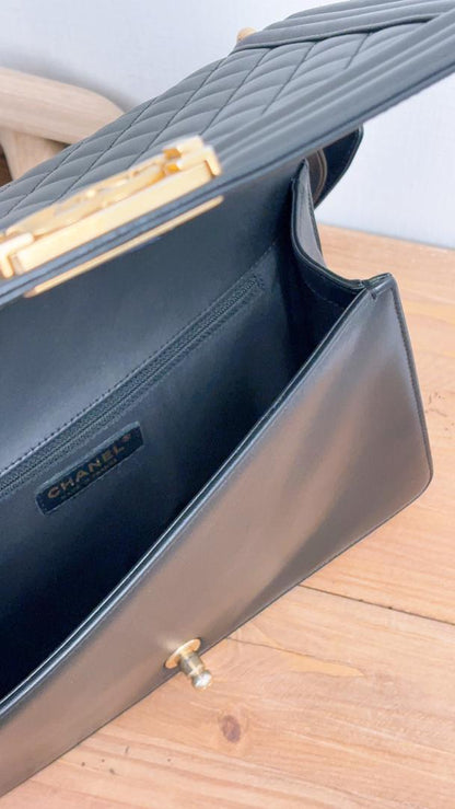 Chanel Black Lambskin New Medium Boy Flap Bag (GHW)