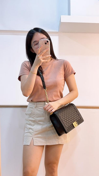 Chanel Black Lambskin New Medium Boy Flap Bag (GHW)