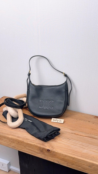 Black Grained Calfskin Small Heloise Bag
