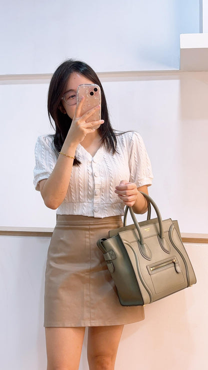 Celine Light Khaki Micro Luggage Bag